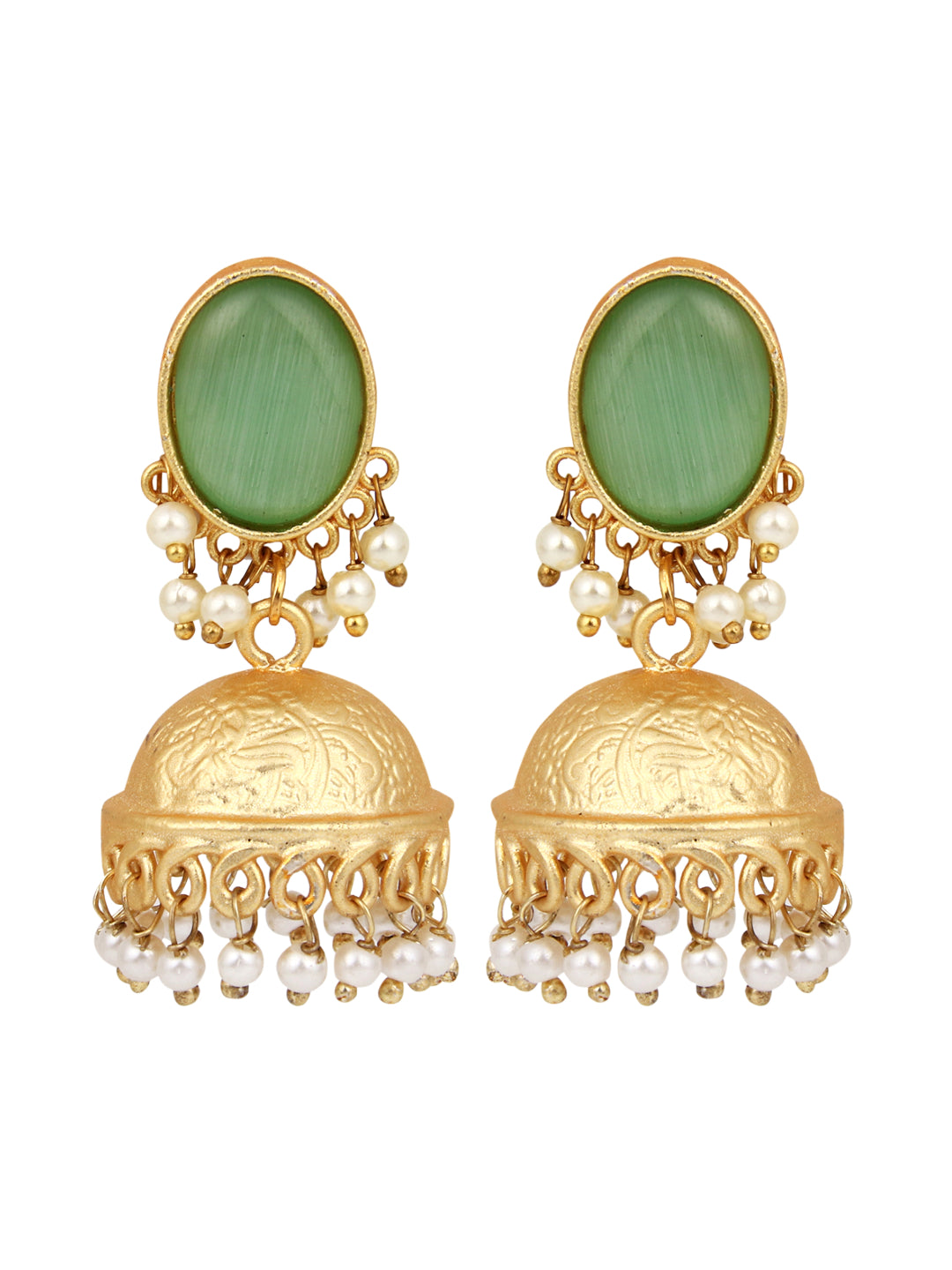 Gold plated Jhumka Earring Green