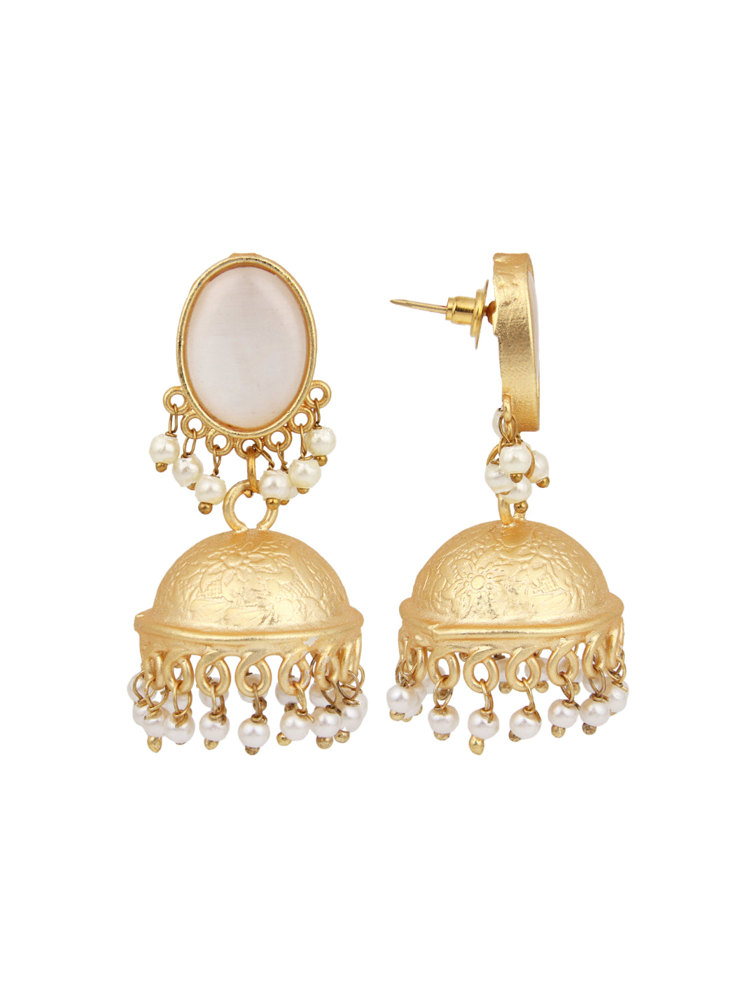 Gold plated Jhumka Earring White