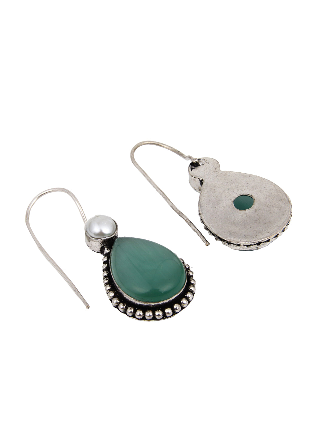 Silver Oxydised Mint drop earring
