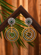 Dual tone Circular Drop Earring