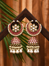 Gold plated kundan & Meenakari Jhumka Earring P
