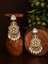 Gold plated kundan & Mother of Pearl Chandbali Off white