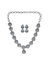 Silver Oxydised Multi Colored stone Jewellery Set