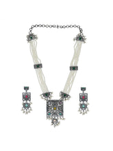 Silver Oxydised Long necklace & Earring set