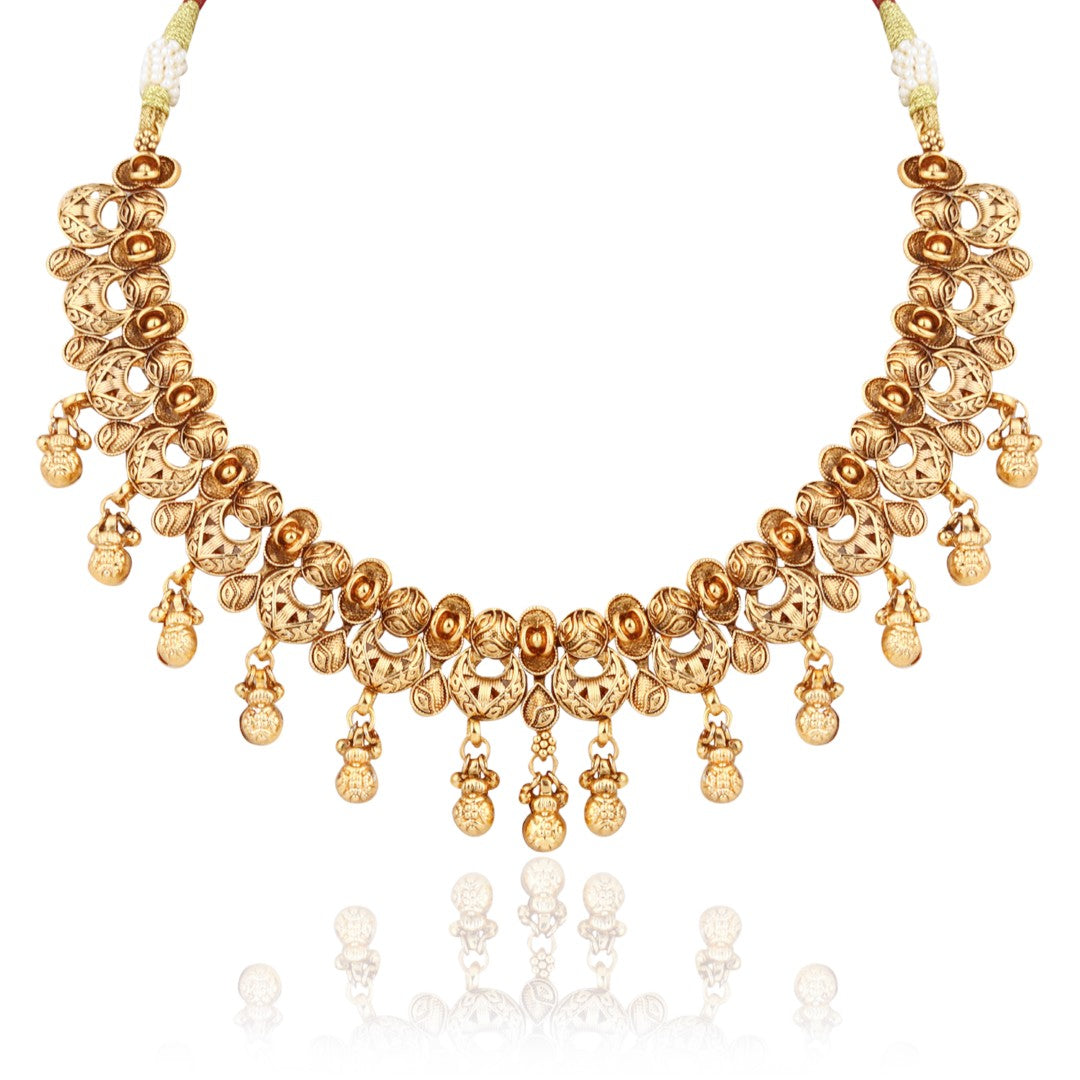 Royal Gold-Tone Pearl Drop Necklace & Earrings Set