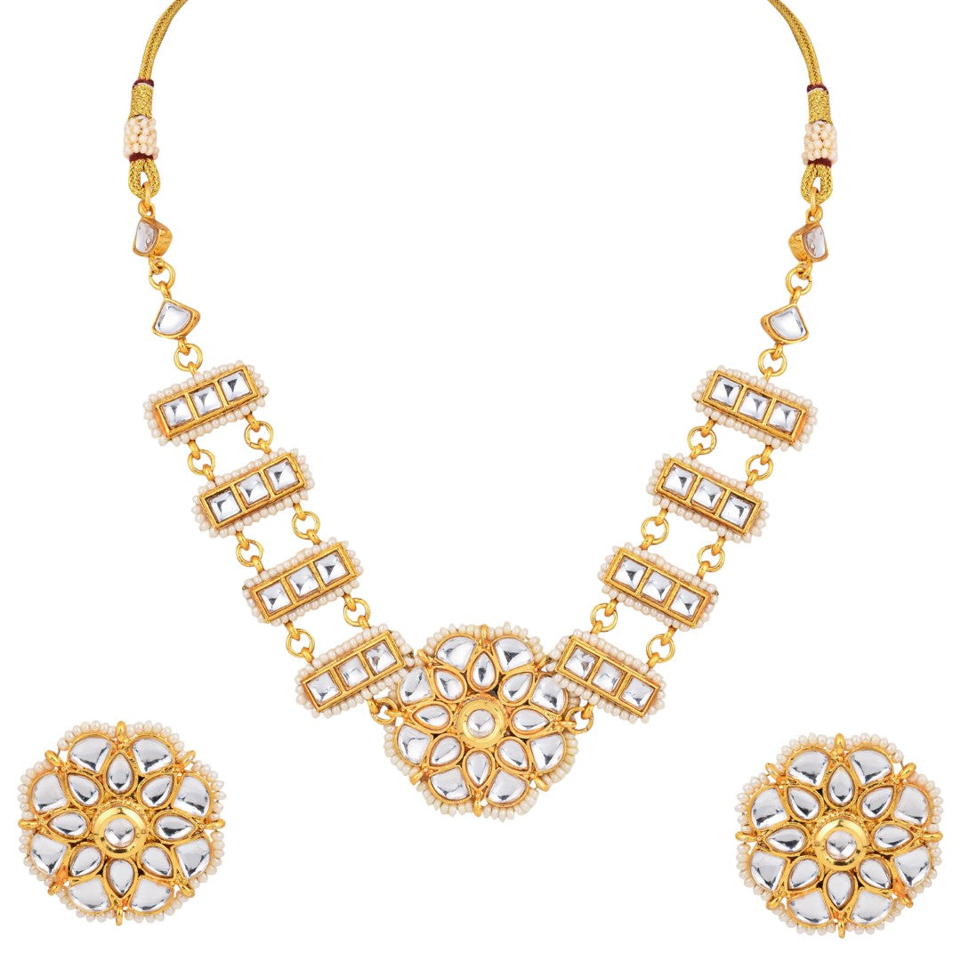 Gold plated kundan choket set with Stud earring
