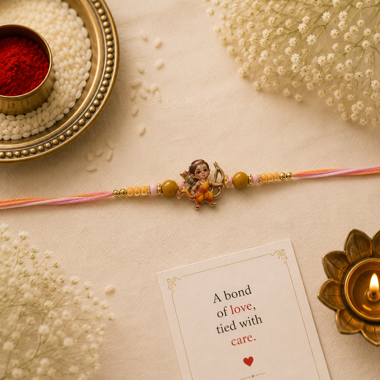 Bal Krishna Kids Designer Rakhi with Blue Bead Accents