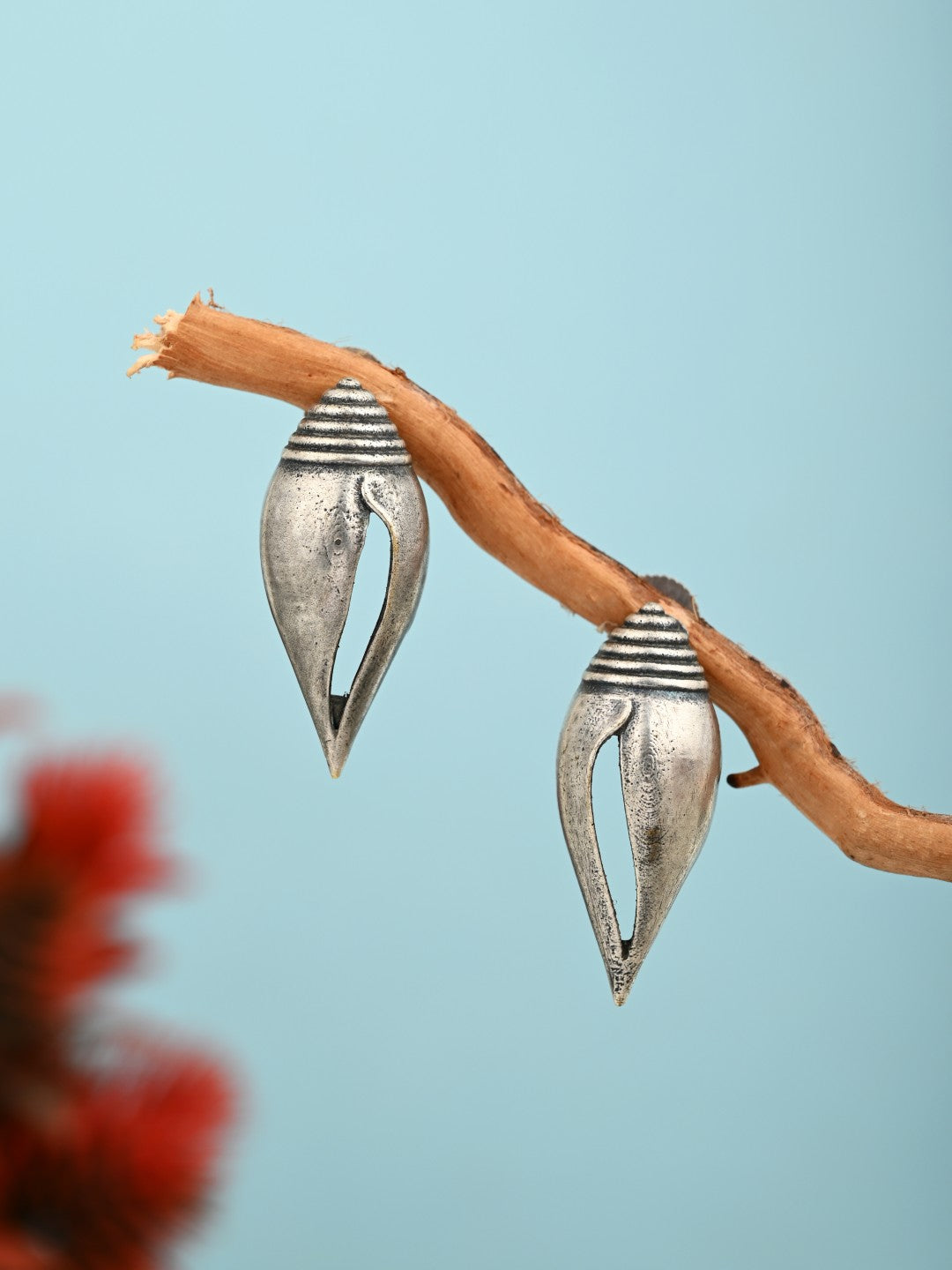 Silver-Tone Shell Stud Earrings