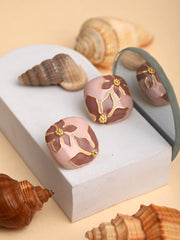 Enamelled Pink coloured Stud  earring