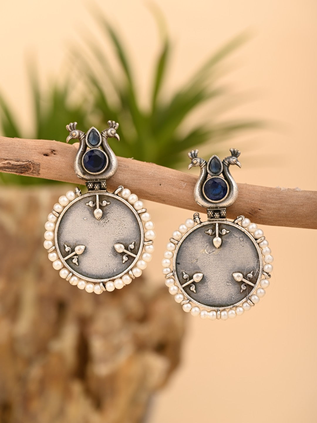 Peacock Mirror Charm Earrings