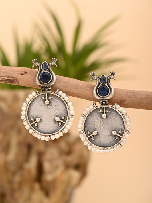 Peacock Mirror Charm Earrings