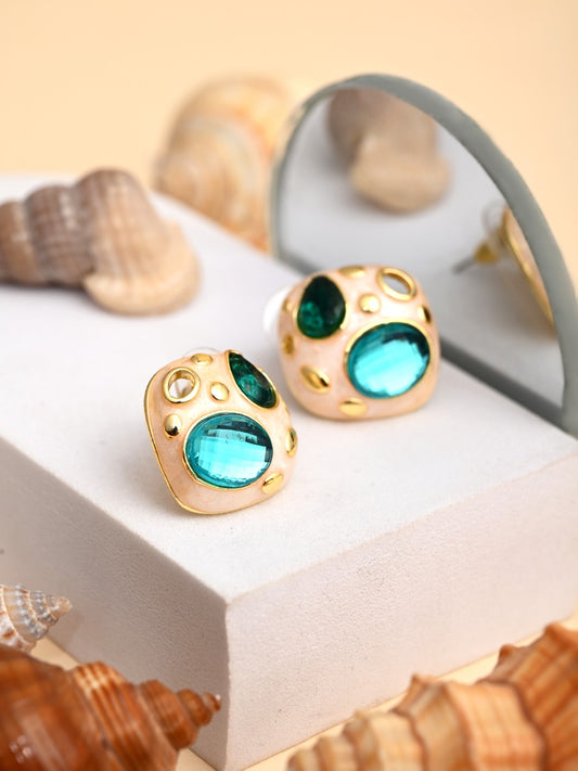 Enamelled Multi coloured Stud  earriing