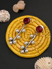 Red Stone & pearl drop Earring