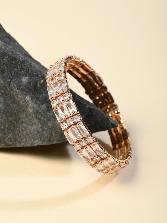 Rose Gold-Tone CZ Tennis Bracelet Bangle