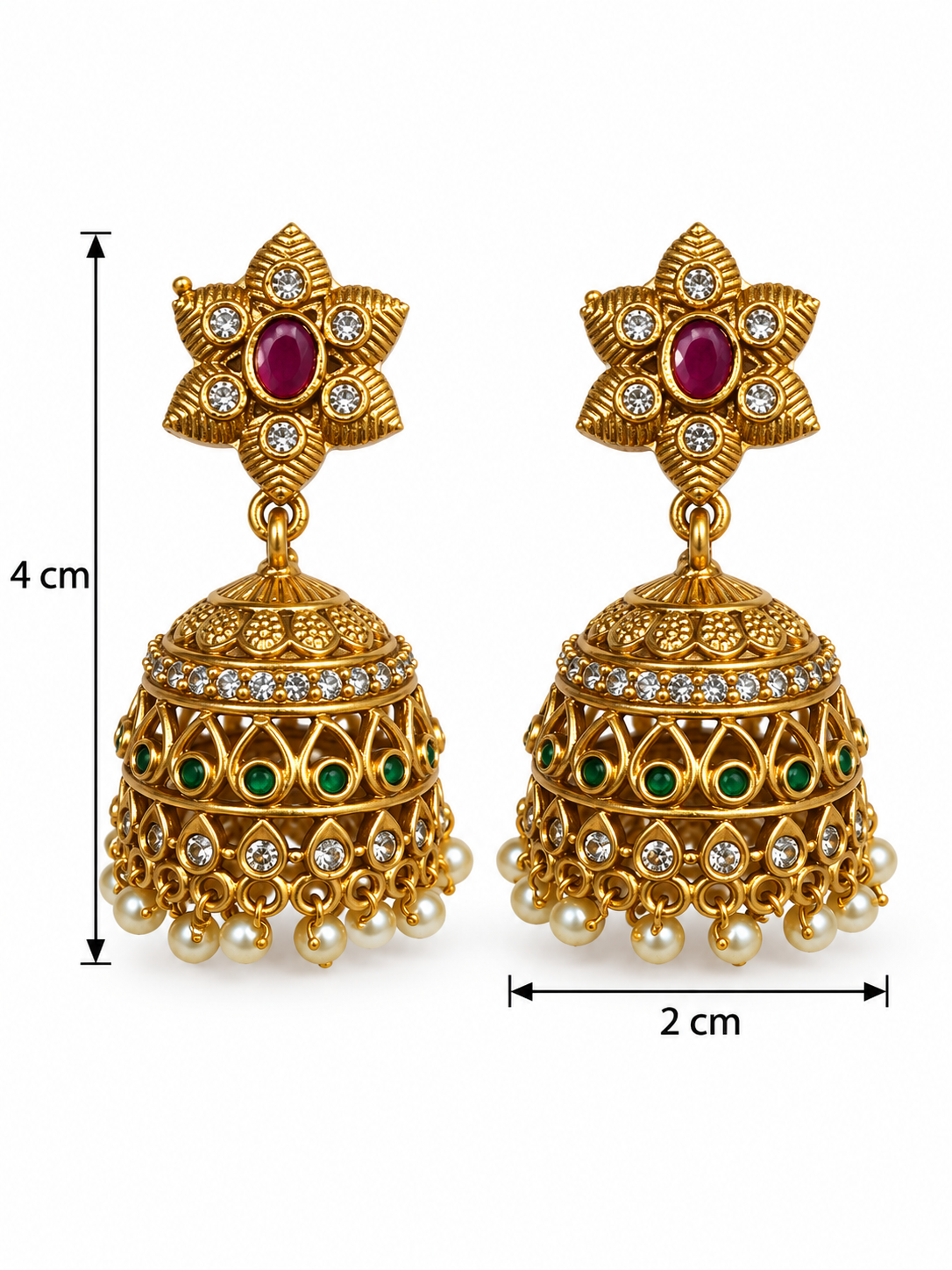 Riya Gold-Plated Kundan Jhumka Earrings