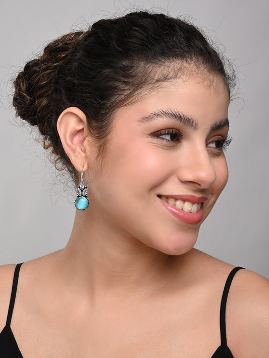 Contemporary Geometric drop earring Blue