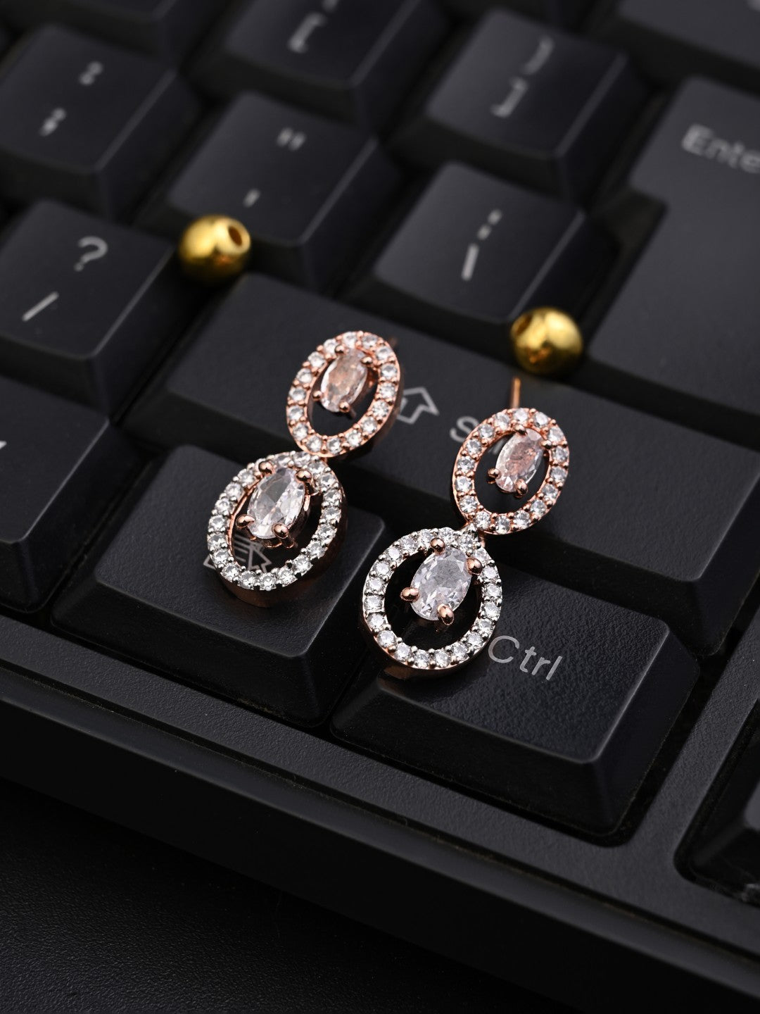 Rose Gold plated Oval drop Earring