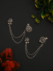 Oxidised Silver Ear cuff with Chains