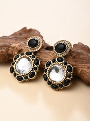 Statement earrings featuring a bold circular design with a vintage finish Black