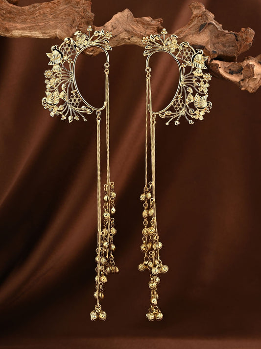 Samaira Gold Floral Ear Cuff Chain Earrings