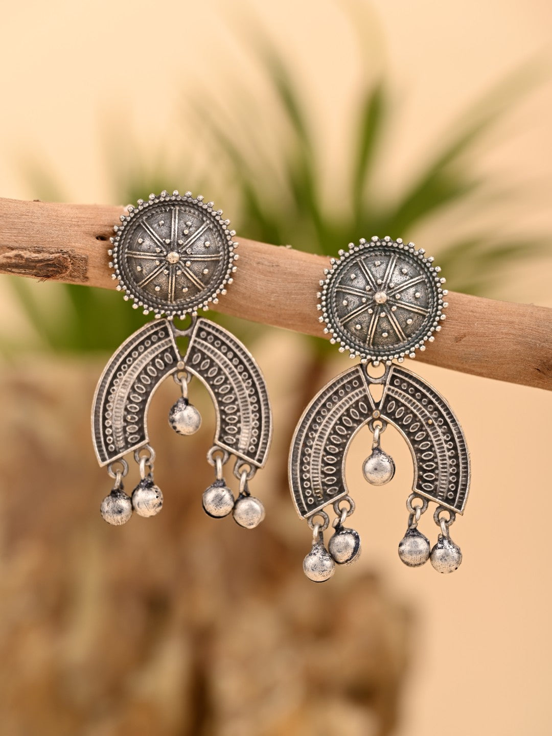 Tribal Crescent Drop Earrings