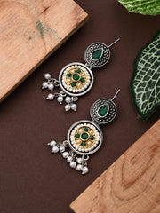 Stones & beads Circular Drop Earring - green