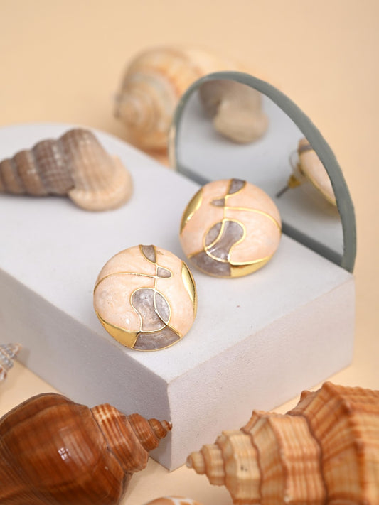 Enamelled Pink coloured Stud earring