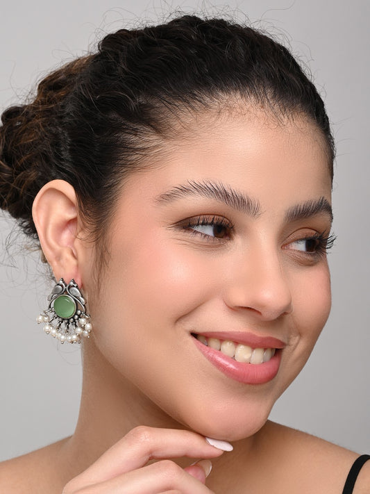 Silver plated bird studs Green
