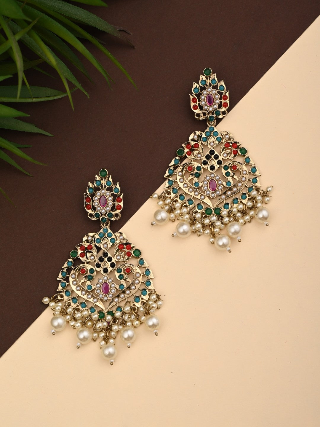 Pan shaped Contemporary Chandbali - Multi