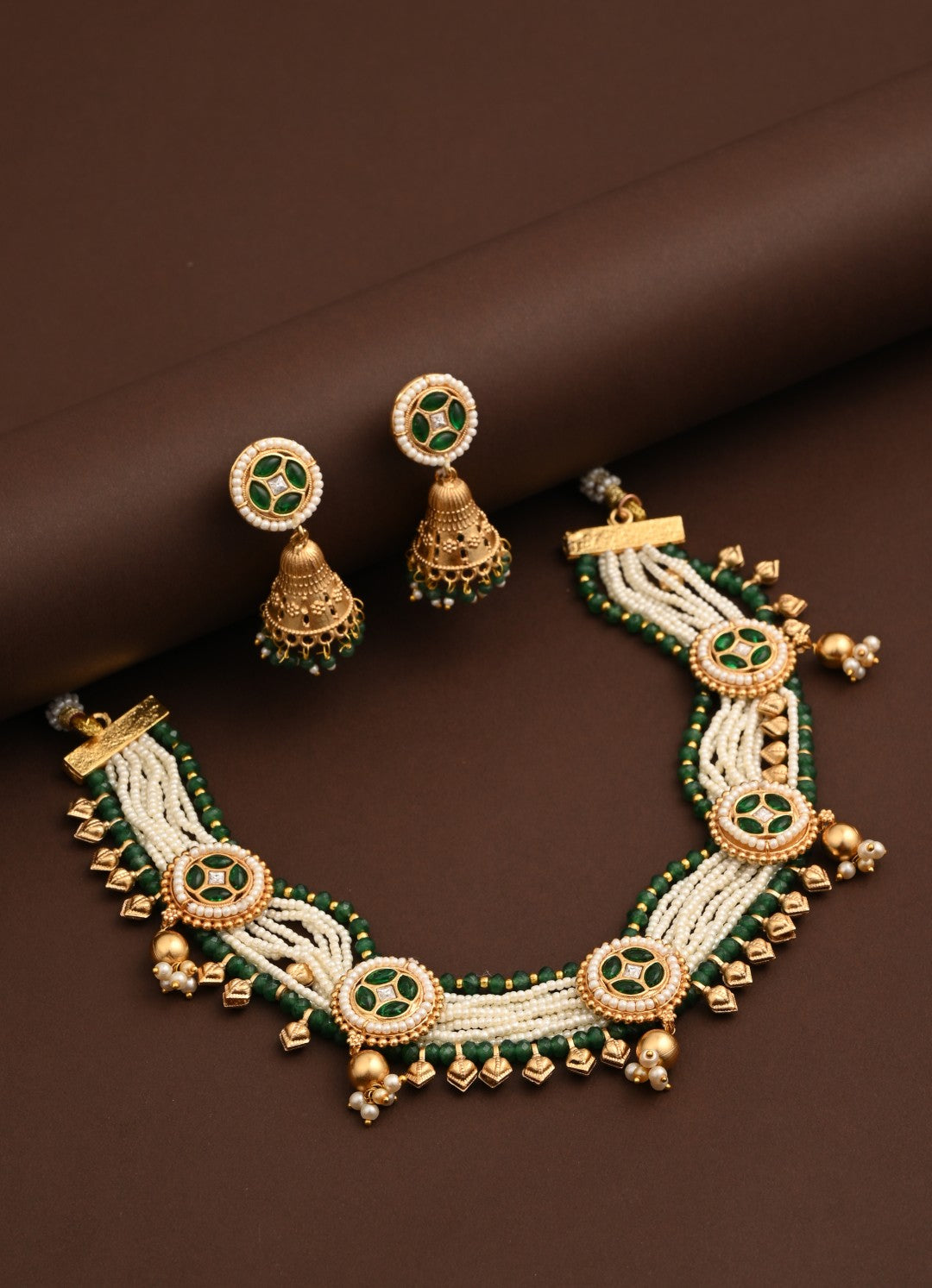 Green Necklace set Made in brass