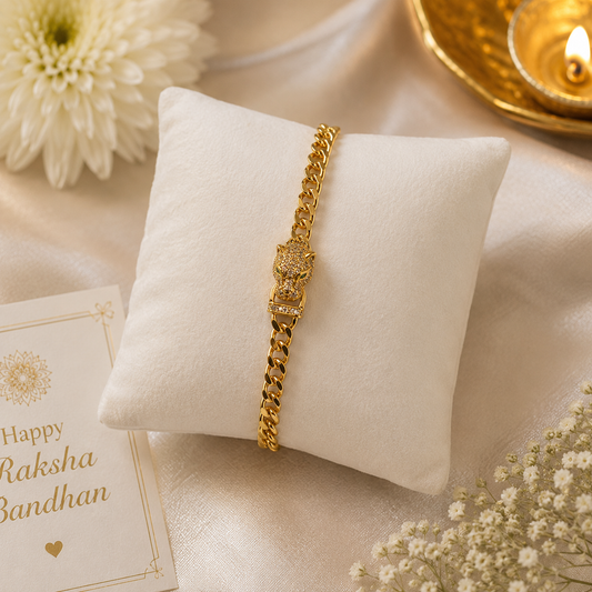 Gold Panther Designer Bracelet Rakhi