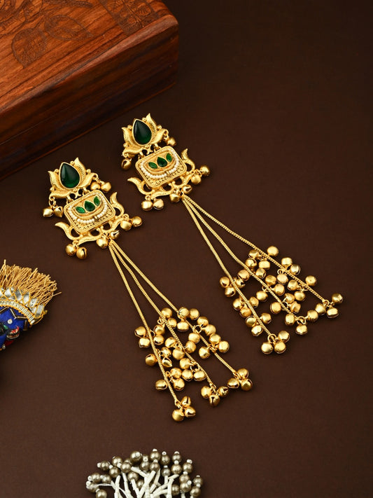 Emerald Lotus Drop Earrings