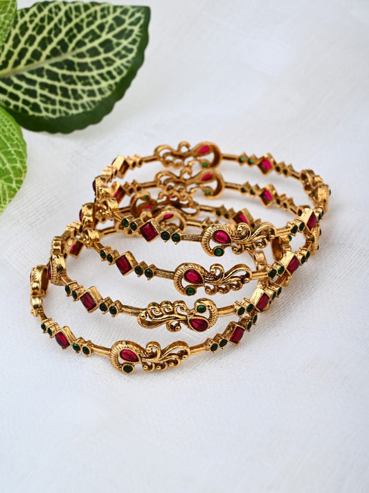 Antique Gold Set of 4 Bangles
