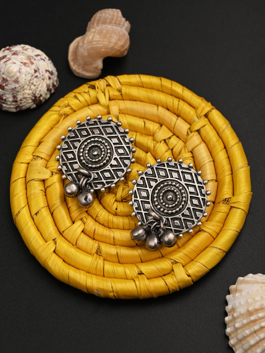 Oxidized Circular Tribal Stud Earrings