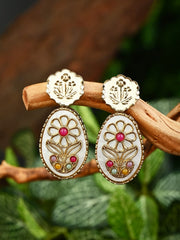 MOP Meenakari Floral Drop Earrings - Multi