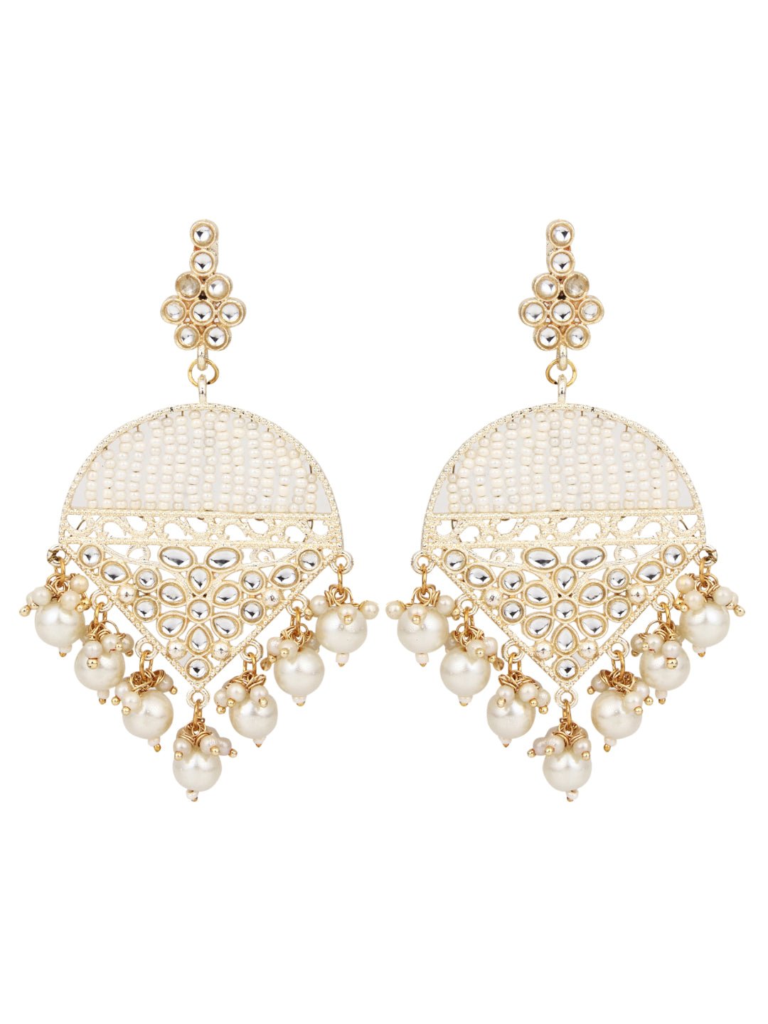 Gold plated Chandbali with pearls