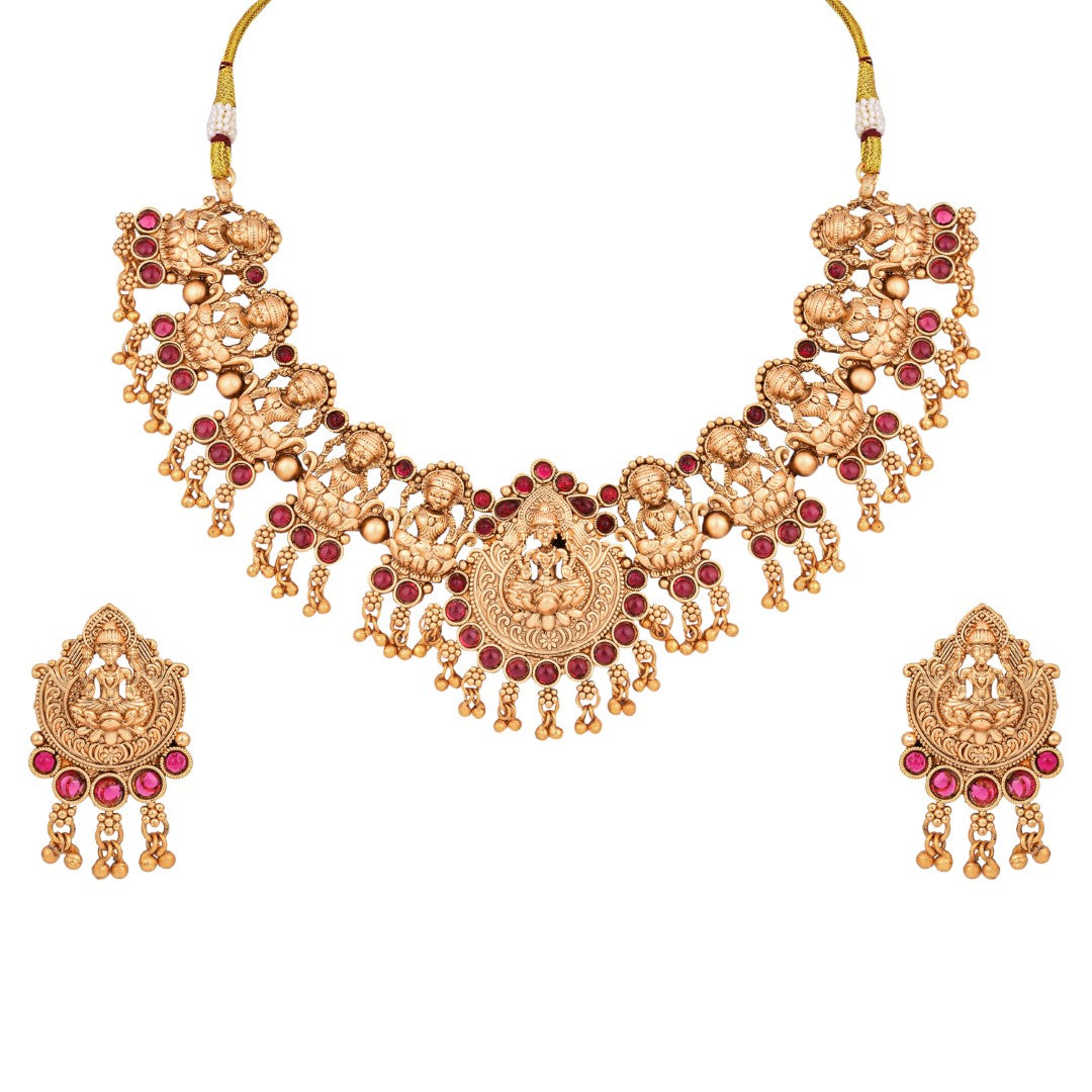 Ruby Accented Lakshmi Necklace Set