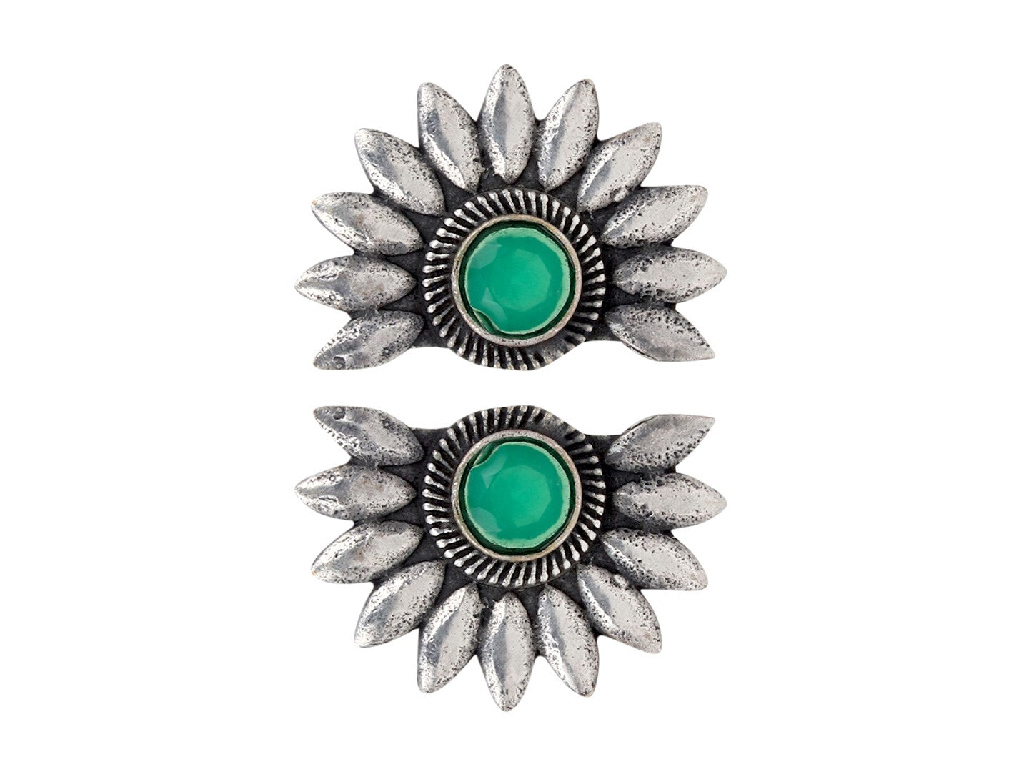 Silver Oxydised Flower Stud Earring