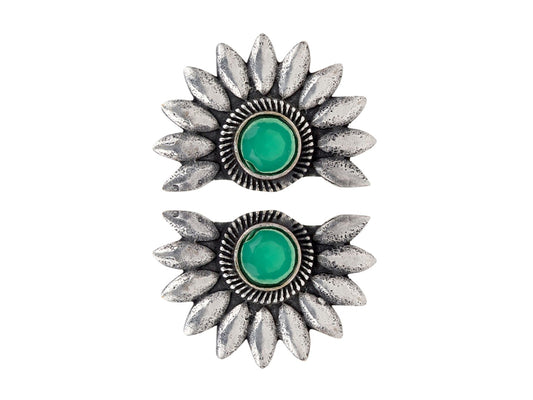 Silver Oxydised Flower Stud Earring