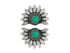 Silver Oxydised Flower Stud Earring