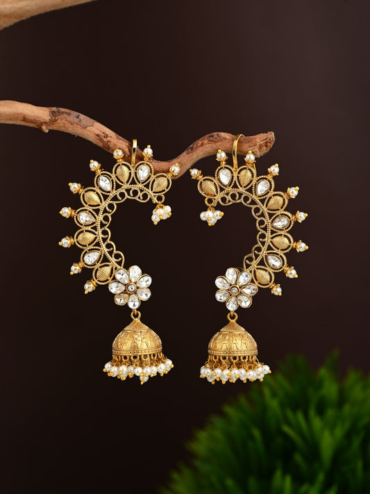 Gold-Tone Earcuffs with Jhumka