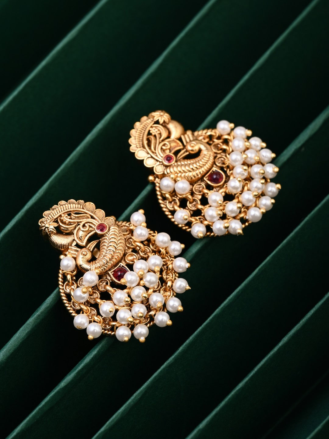 Peacock Pearl Stud Earrings