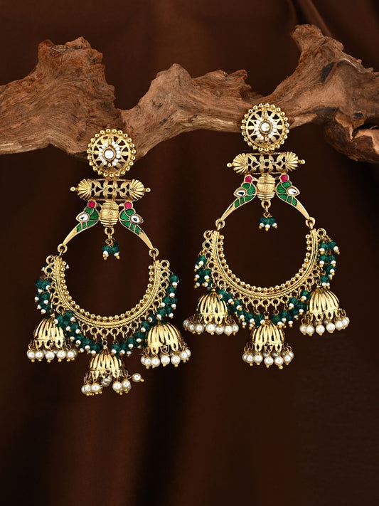 Mrinmayi Peacock Inspired Chandbali Earrings