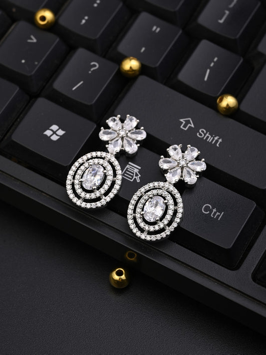 Rose Gold plated Flower Oval drop Earring