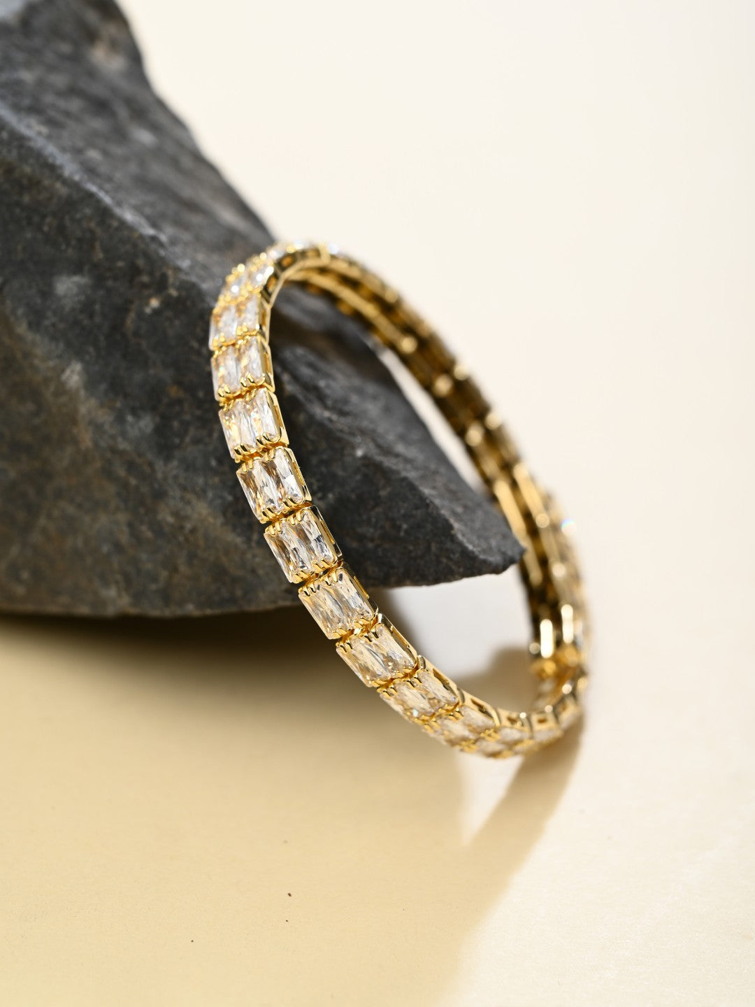 Gold-Tone CZ Tennis Bracelet Bangle
