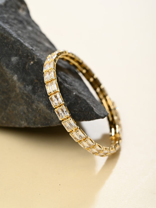 Gold-Tone CZ Tennis Bracelet Bangle