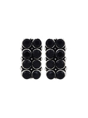 Silver Oxidised AD Stone Stud in Brass