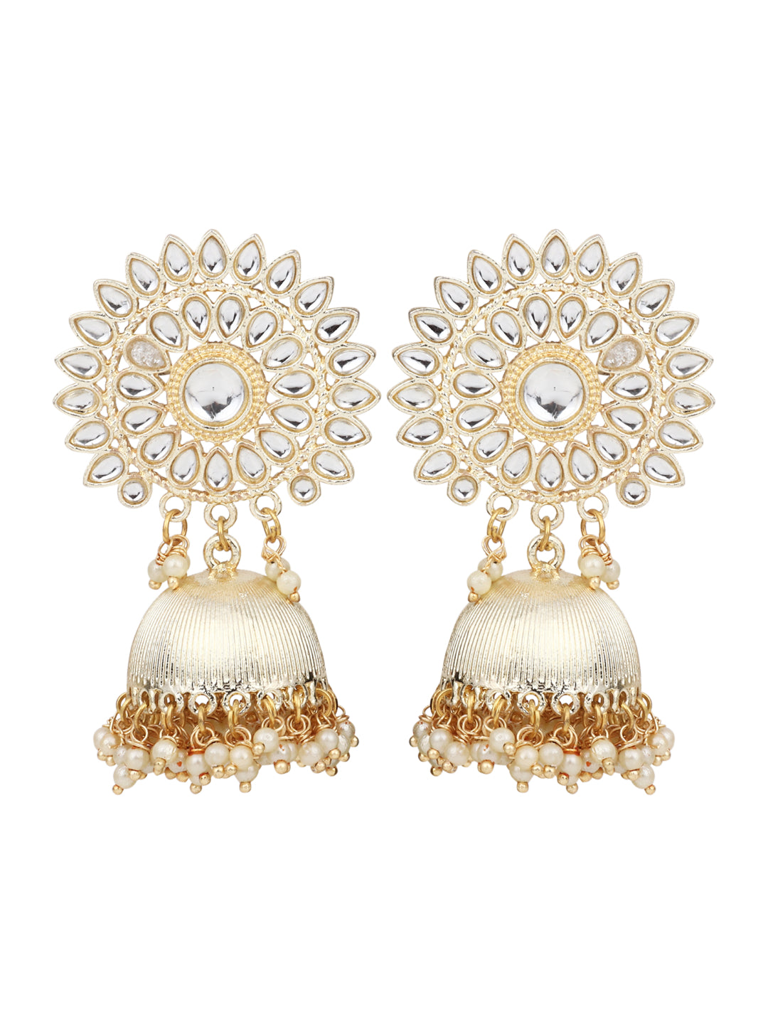 Gold plated Jhumka with kundan