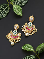 Gold-Plated Crescent Red Chandbalis