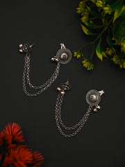 Oxidised SilverCircular Ear cuff with Chains